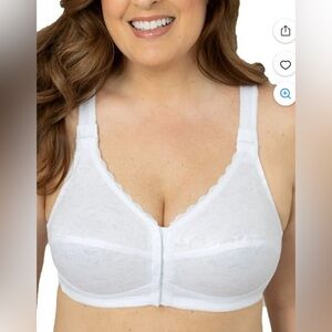 NWT Plusform Bra 48D Instant Shaping Front Close Soft Cup Posture Back White